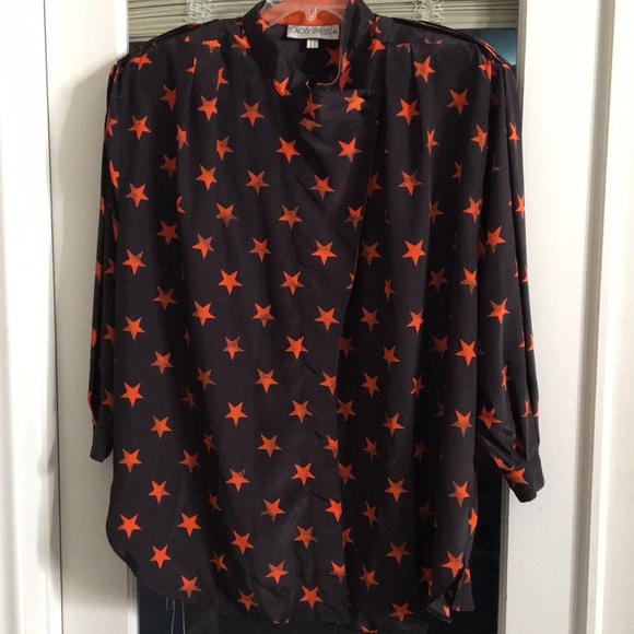 Blacky Dress black blouse, orange stars size 36 - Picture 1 of 8